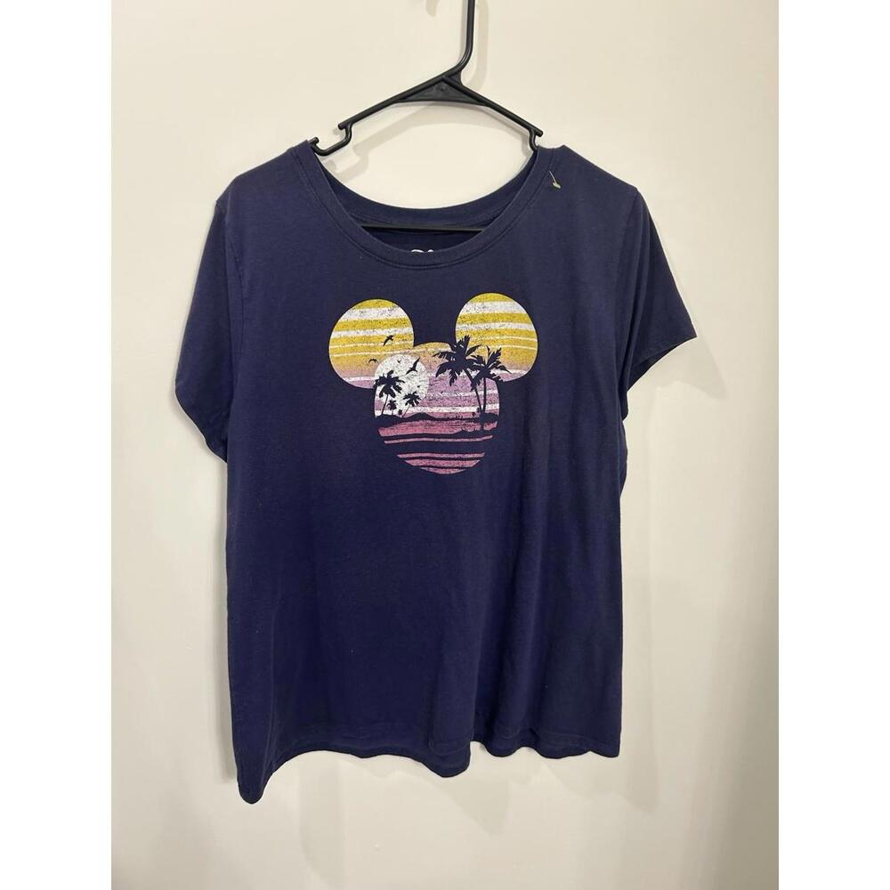 Disney Mickey Tropical Print Silhouette T-shirt Size Adult 2X